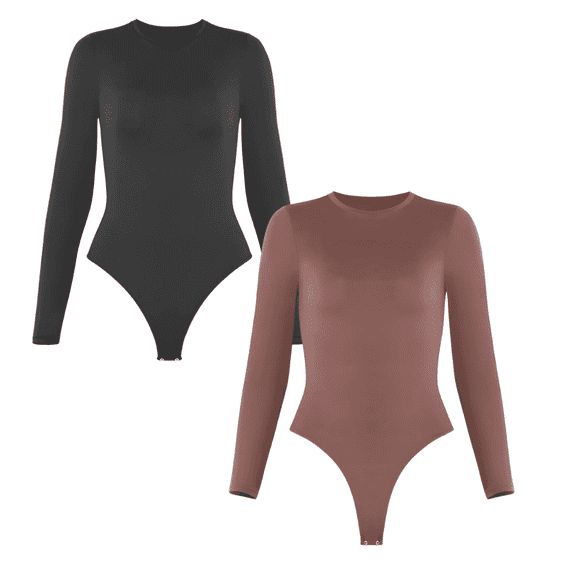 Sol Living Shapewear for Women Tummy Control Bodysuit Seamless Bodysuit Slimming Shaping Bodysuits Body Sculpting Long Sleeve Womens Tops Going Out Tops for Women Basics Body Suit