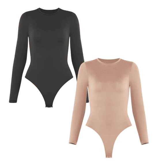 Sol Living Shapewear for Women Tummy Control Bodysuit Seamless Bodysuit Slimming Shaping Bodysuits Body Sculpting Long Sleeve Womens Tops Going Out Tops for Women Basics Body Suit