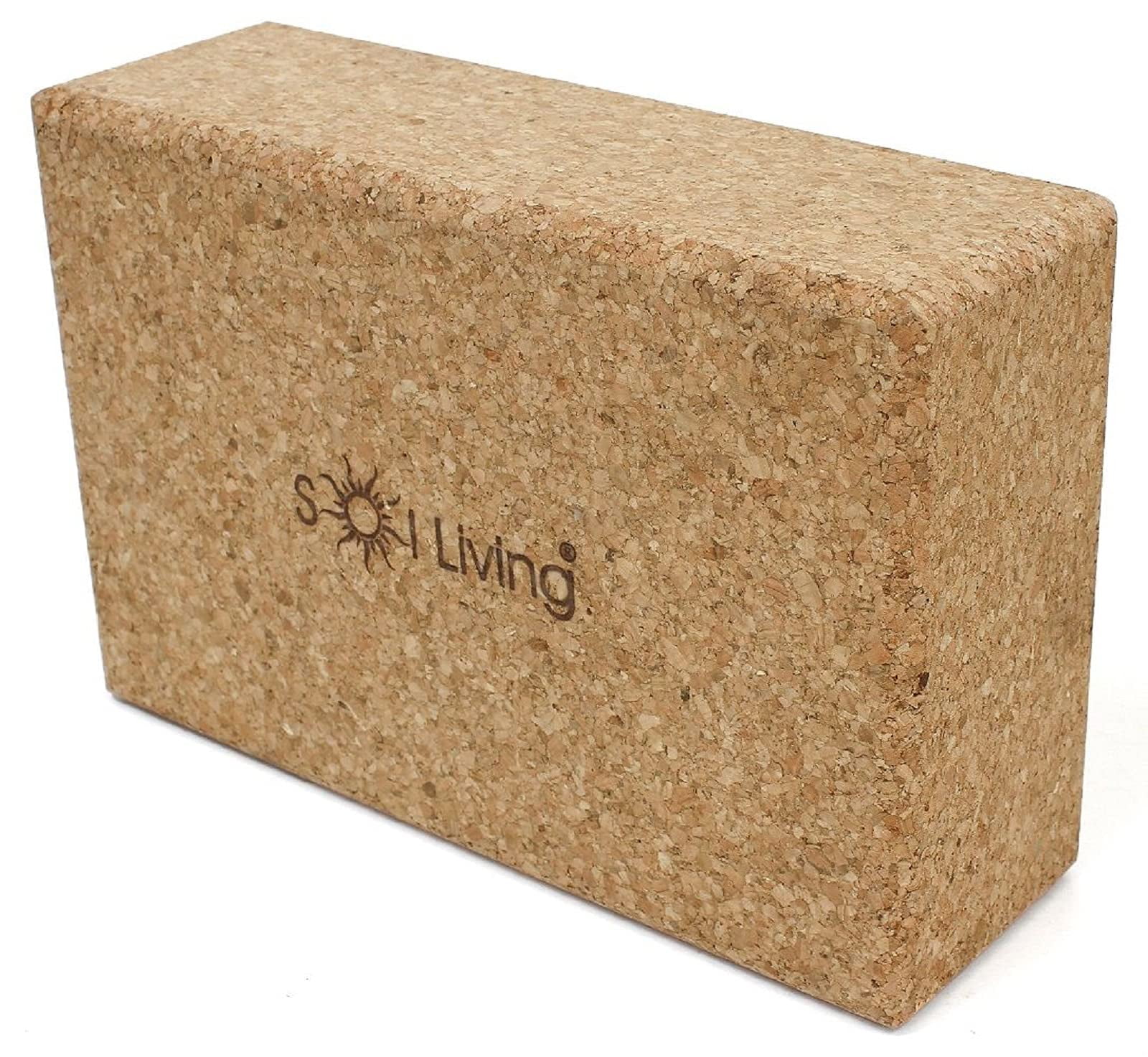 Sol Living Yoga Block Cork Brick Stretching Pilates Meditation Exercise Equipment Support Deepen Poses Odor Free Non Slip Yoga Accessories - 4" x 6" x 9" - Single Block
