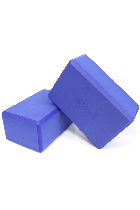 Yoga Blocks 2 Pack High Density EVA Foam Yoga Cushion Stretching Pilates Meditation Exercise Equipment Support Deepen Poses Odor Free Non Slip Yoga Accessories - 4" x 6" x 9"- Blue
