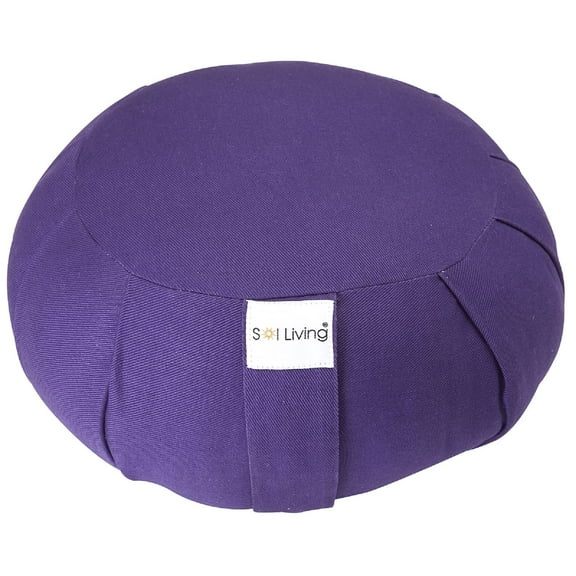 Sol Living Zafu Meditation Cushion Round Yoga Pillow Floor Cushions Lotus Pose Cotton Bolster Meditation Pillow Pouf - Meditation Accessories - 15" x 15" x 7" - Purple