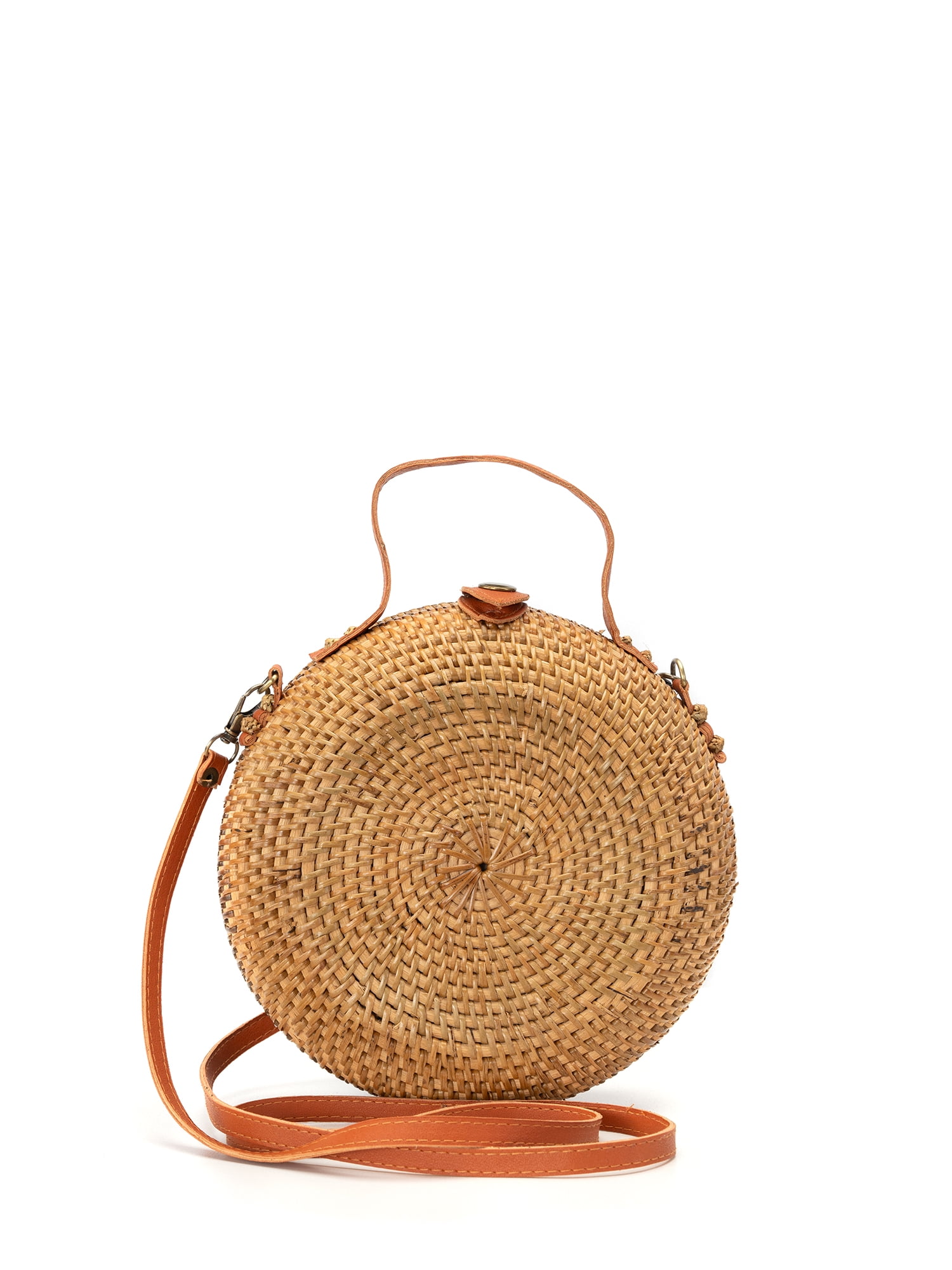 Sol & Mer Womens Round Rattan Crossbody Bag with Top Handle Sol & Mer Womens Round Rattan Crossbody Bag with Top Handle