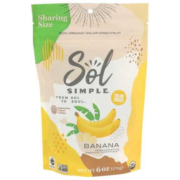 Sol Simple Organic Dried Banana 6 oz (Pack of 6)