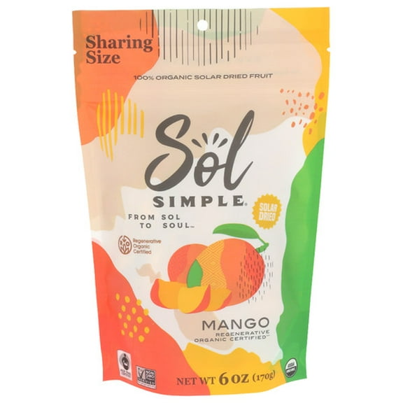Sol Simple Organic Dried Mango 6 oz (Pack of 6)