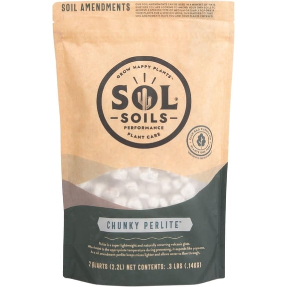 Sol Soils Chunky Perlite Horticultural Soil Amendment, 2 qt
