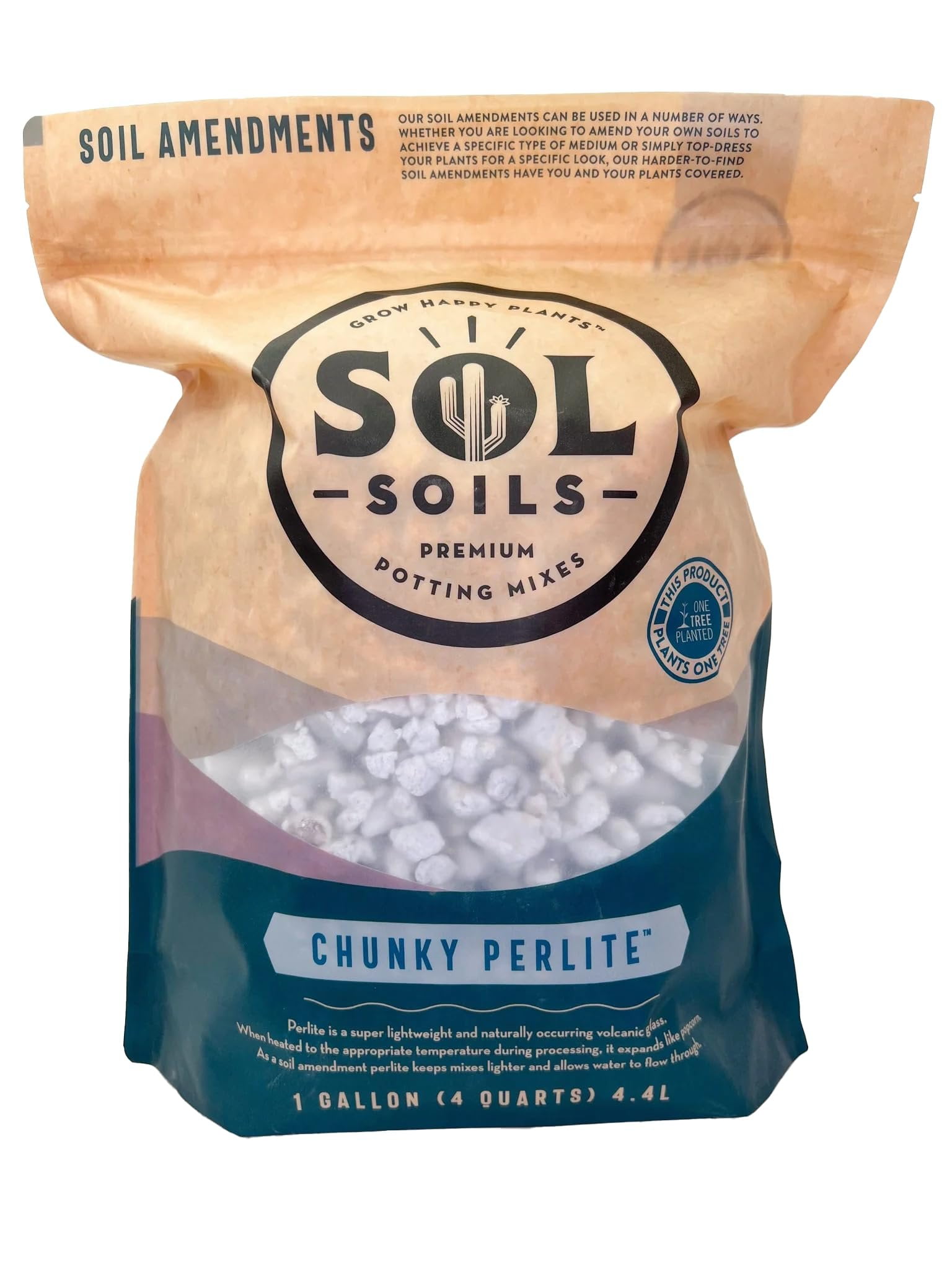 Sol Soils Coarse Chunky Perlite - 1 Gallon Bag for Garden and