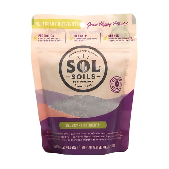 Sol Soils Necessary Nutrients Fertilizer - Biochar, Humic Acids, Mycorrhizal Fungi, Bacillus, 4oz