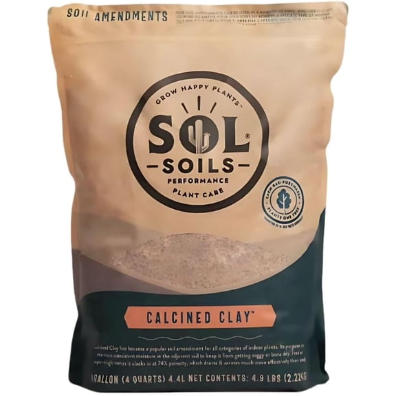 Sol Soils Calcined Clay – 100% Peat-Free Soil Amendments with Superior Drainage, Aeration, & Root Health for Indoor Plants, Succulents, Bonsai & More - 1 Gallon