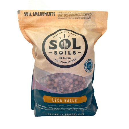 Sol Soils LECA Clay Aggregate Balls Potting Mix - Drainage Holes - 1 Gallon (4 Quarts)
