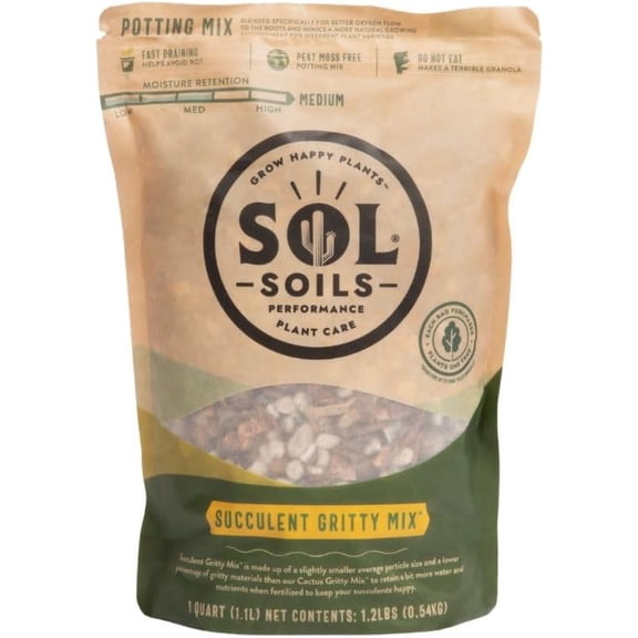 Sol Soils Succulent Potting Soil - Gritty Fast-Draining Cactus & Succulent Mix - Pack of 8