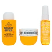 Sol de Janeiro Bum Bum Jet Set , 3 Pc 1oz Brazilian Crush Cheirosa 62 Perfume Mist, 1.5oz Brazilian Bum Bum Cream, 3oz Brazilian 4 Play Moisturizing Shower Cream-Gel