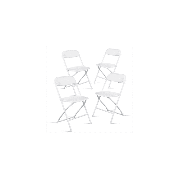 Sol.id Plastic Indoor and Outdoor Home Use Easy to Clean Folding Chair, White (Set of 10)