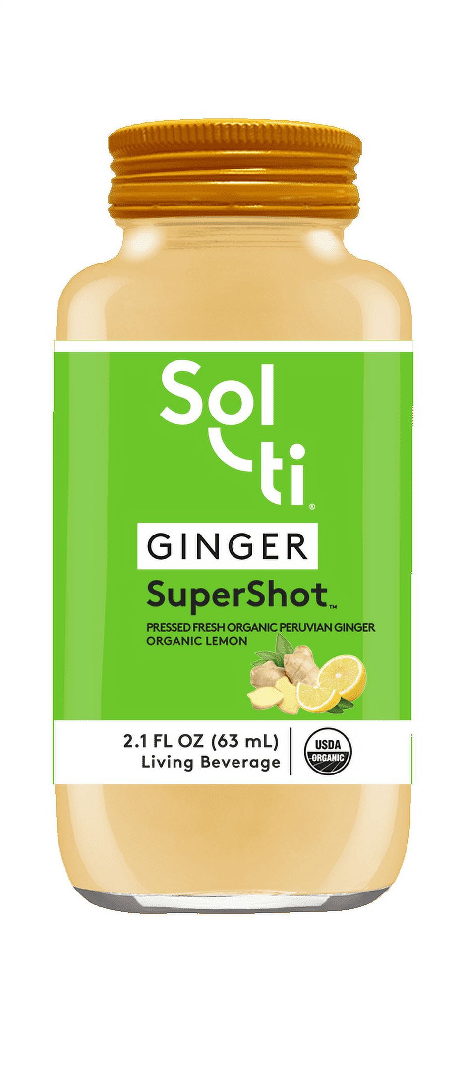 Solti Ginger SuperShot, Organic Cold Pressed Juice Shot 2.1 oz, with