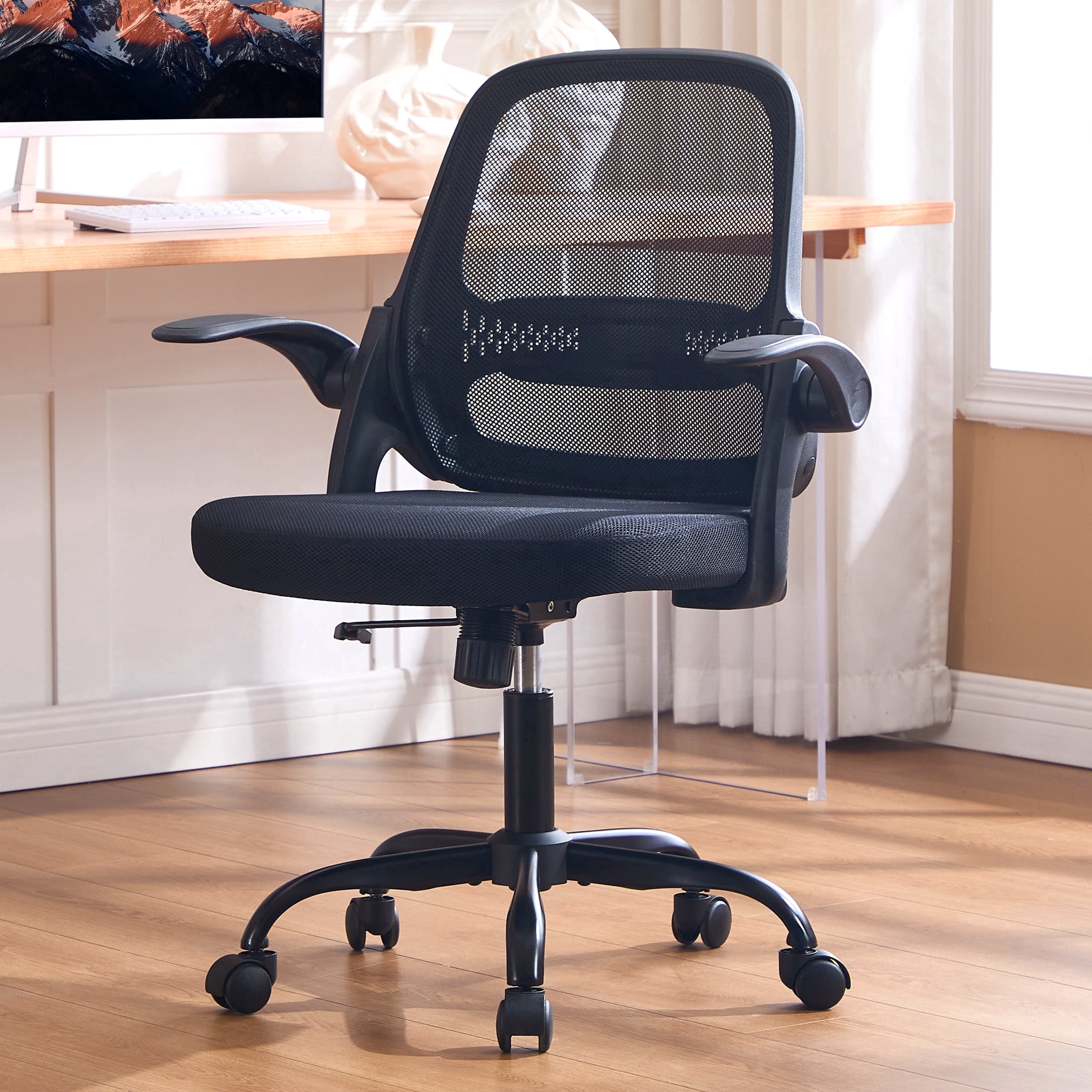 TMV Ergonomic Mesh Office Chair - High Back Gaming Desk Chair, Computer Chair with Lumbar Support & Wheels, Modern Vanity Chair for Home Office,Living Room,Bedroom,Black