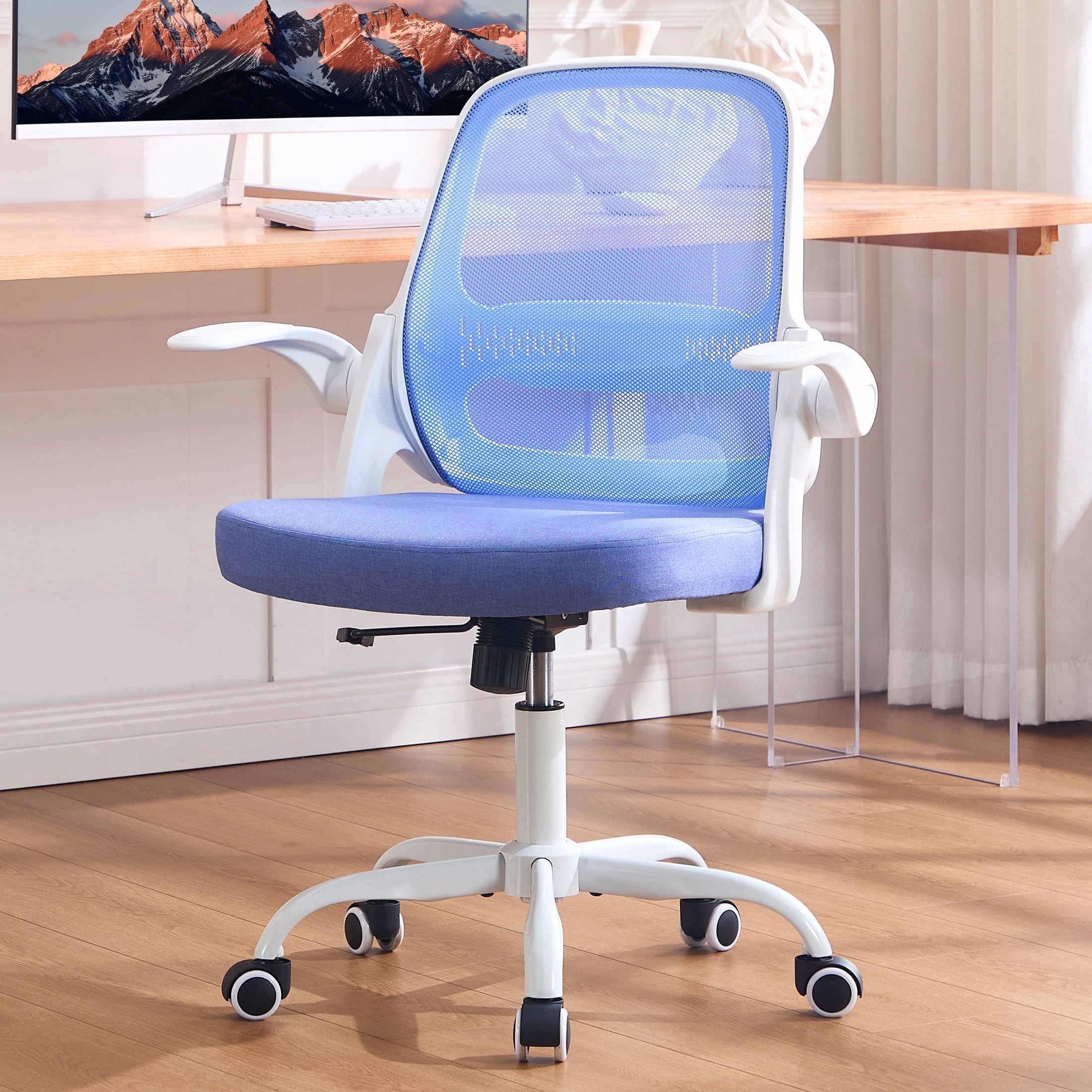 TMV Ergonomic Mesh Office Chair - High Back Gaming Desk Chair, Computer Chair with Lumbar Support & Wheels, Modern Vanity Chair for Home Office,Living Room,Bedroom,Blue