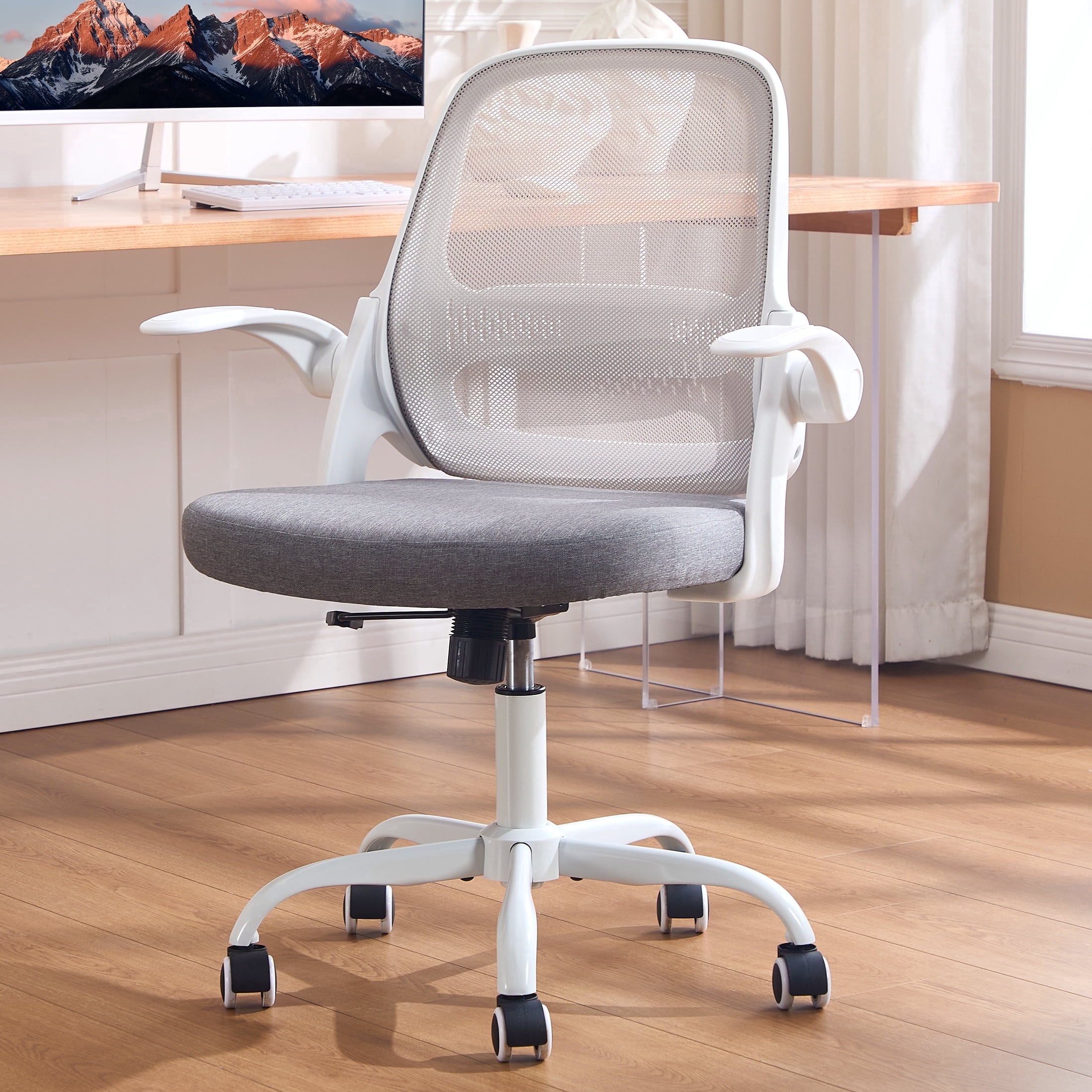 TMV Ergonomic Mesh Office Chair - High Back Gaming Desk Chair, Computer Chair with Lumbar Support & Wheels, Modern Vanity Chair for Home Office,Living Room,Bedroom,Grey