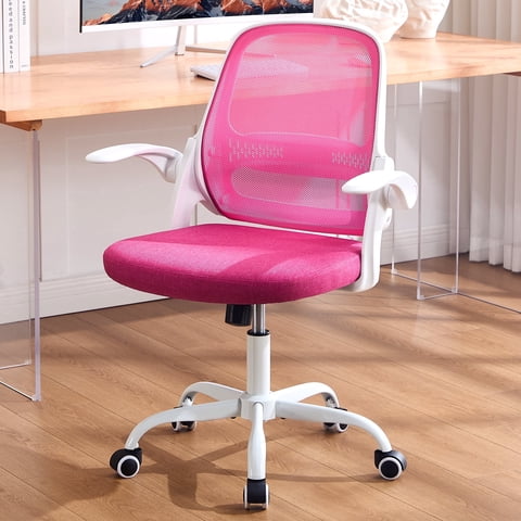 TMV Ergonomic Mesh Office Chair - High Back Gaming Desk Chair, Computer Chair with Lumbar Support & Wheels, Modern Vanity Chair for Home Office,Living Room,Bedroom,Pink