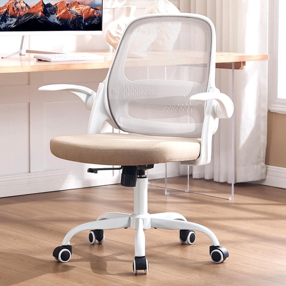 TMV Ergonomic Mesh Office Chair - High Back Gaming Desk Chair, Computer Chair with Lumbar Support & Wheels, Modern Vanity Chair for Home Office,Living Room,Bedroom,Beige