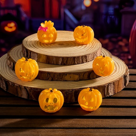 SolTerra 18-Piece Mini Resin Pumpkins, Vibrant Jack-O'-Lantern Figurines (6 Styles), Fall & Halloween Decor Knick-Knacks for Tiered Tray, Fairy Garden, Micro Landscape & Party Favors