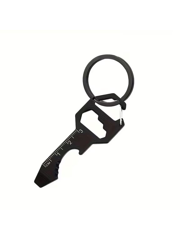 2-Pack EDC Keychain Multitool, Black and Silver 6-in-1 Portable Pocket Tool with Bottle Opener, Screwdriver, and Wrench