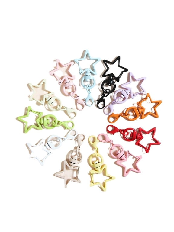 20 Pack Star Shaped Swivel Lobster Claw Clasps, Random Assorted Colors Metal Keyring Clip Hooks Bulk for DIY Craft, Keychain & Bag Making Accessories