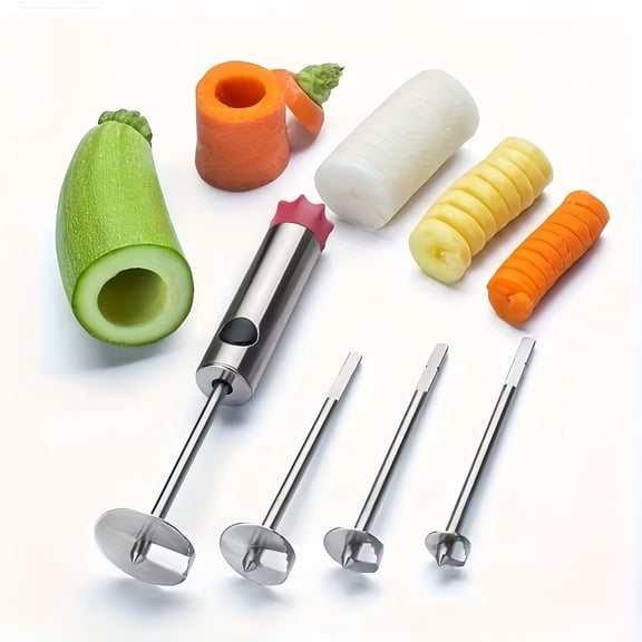 SolTerra 4-Piece Stainless Steel Fruit and Vegetable Corer Set, Multi-Purpose Twister Core Remover and Digger Tool for Kitchen