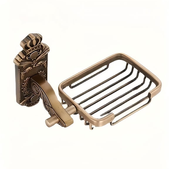 SolTerra Bronze Soap Net Holder, European Style Vintage Metal Soap Dish Tray, Wall Mounted Bar Soap Sponge Storage Rack for Bathroom and Kitchen