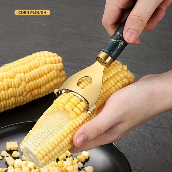 SolTerra Premium Stainless Steel Corn Stripper, Ergonomic Corn Cob Peeler and Kernel Cutter Tool for Kitchen Meal Prep, Salads and BBQ