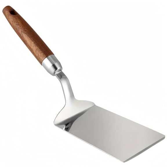 SolTerra Stainless Steel Spatula with Wooden Handle, Heavy Duty Metal Griddle Scraper and Turner for BBQ, Grill, and Home Kitchen