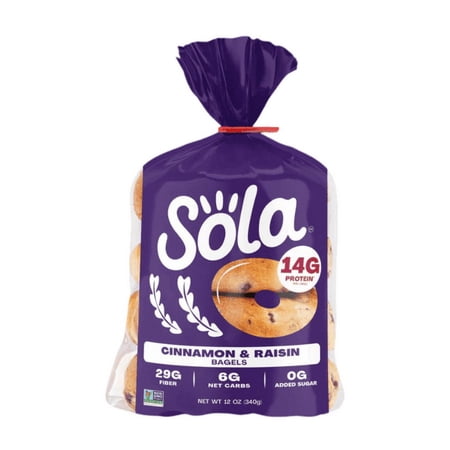 Sola Bread Cinnamon & Raisin Soft Bagels, , 12 oz