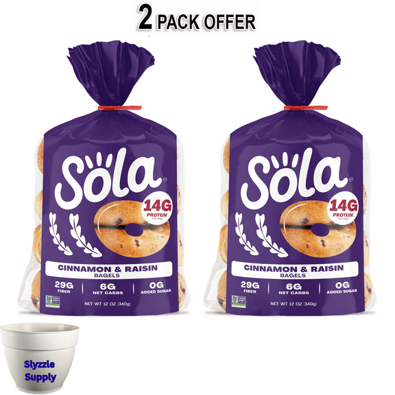 Sola Bread Cinnamon & Raisin Soft Bagels, Non-GMO, 12 oz, 4 Count