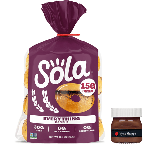 Sola Bread Wheat Everything Bagels, Non-GMO, 12.4 oz, 4 Count