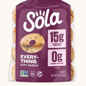 Sola Everything Protein Bagels, 15g Complete Protein, 12.4oz, 4 Count
