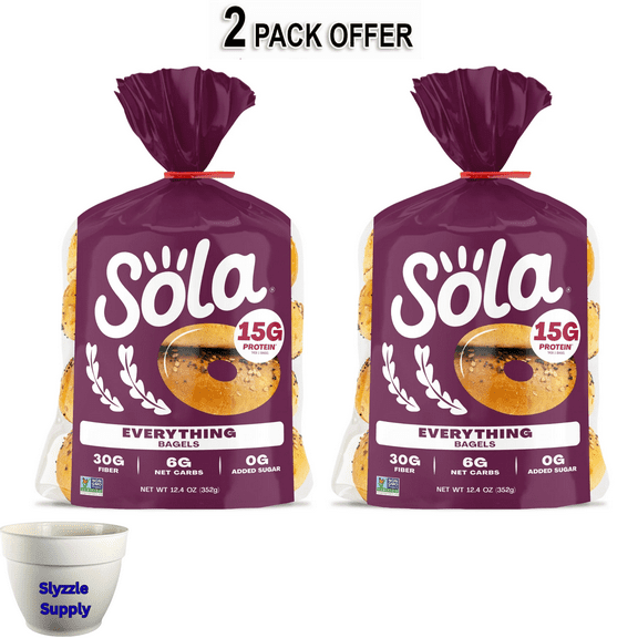 Sola Bread Wheat Everything Bagels, Non-GMO, 12.4 oz, 4 Count