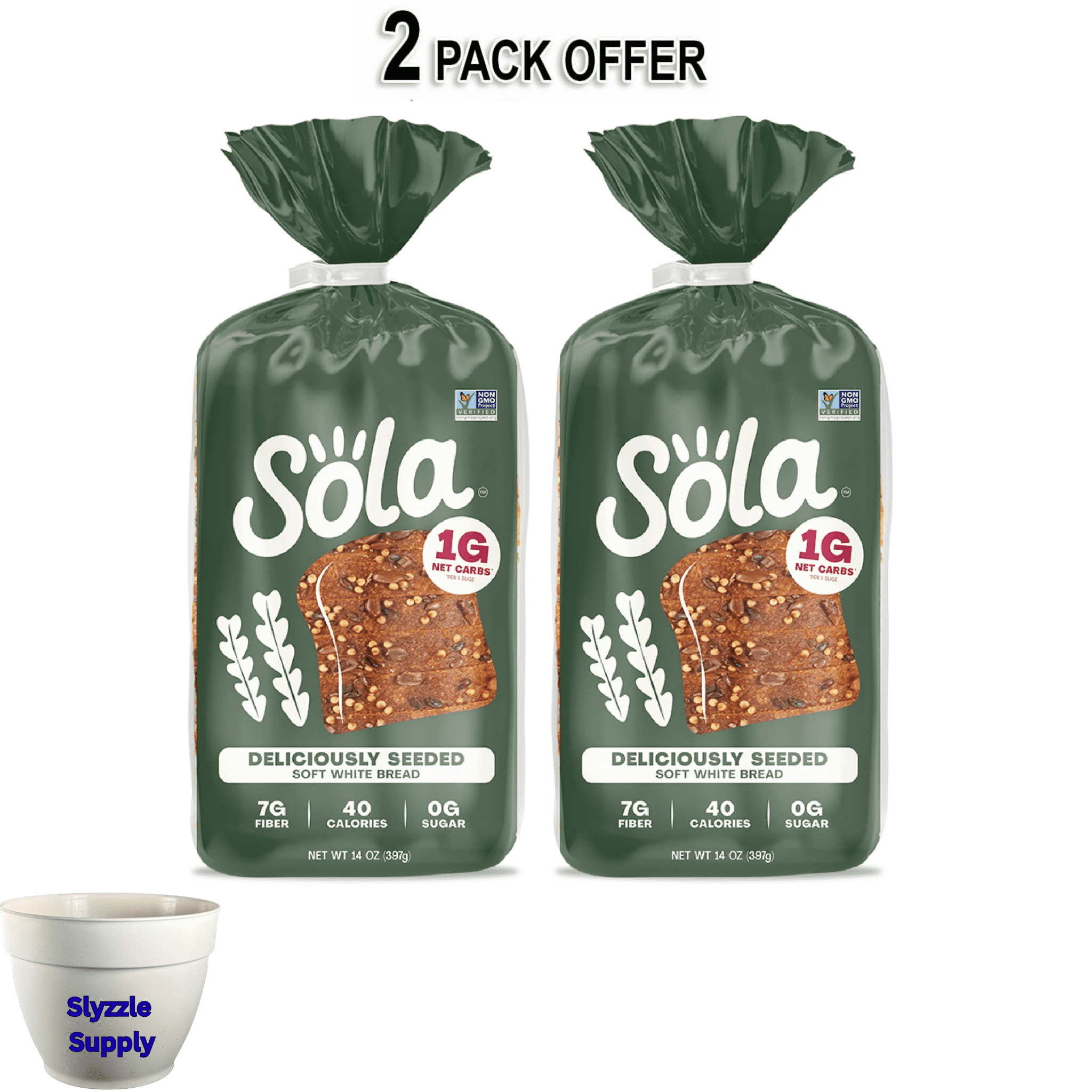 Sola Deliciously Seeded Bread, Soft White Bread, Non-GMO, 14 oz Loaf, Regular, Shelf-Stable