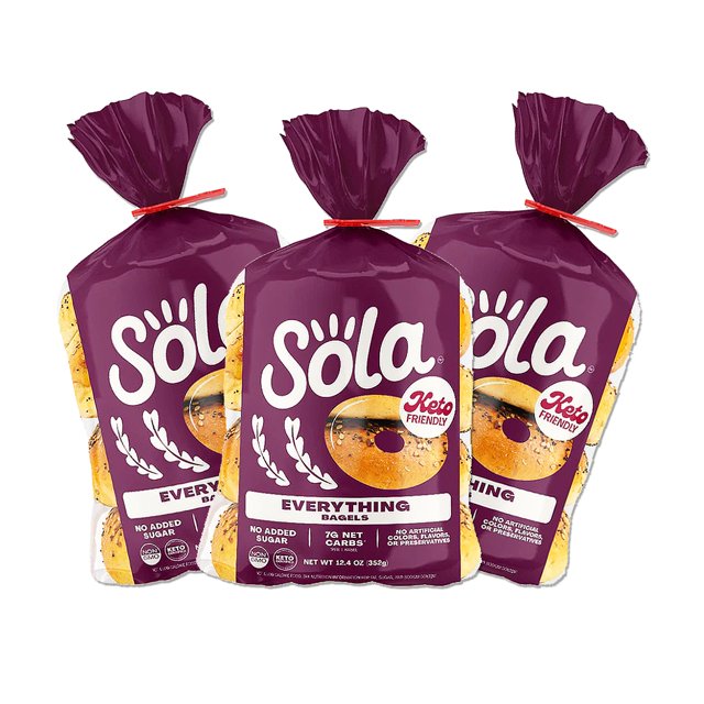 Sola Everything Bagels Low Carb & Keto Friendly, 16g of Protein Per