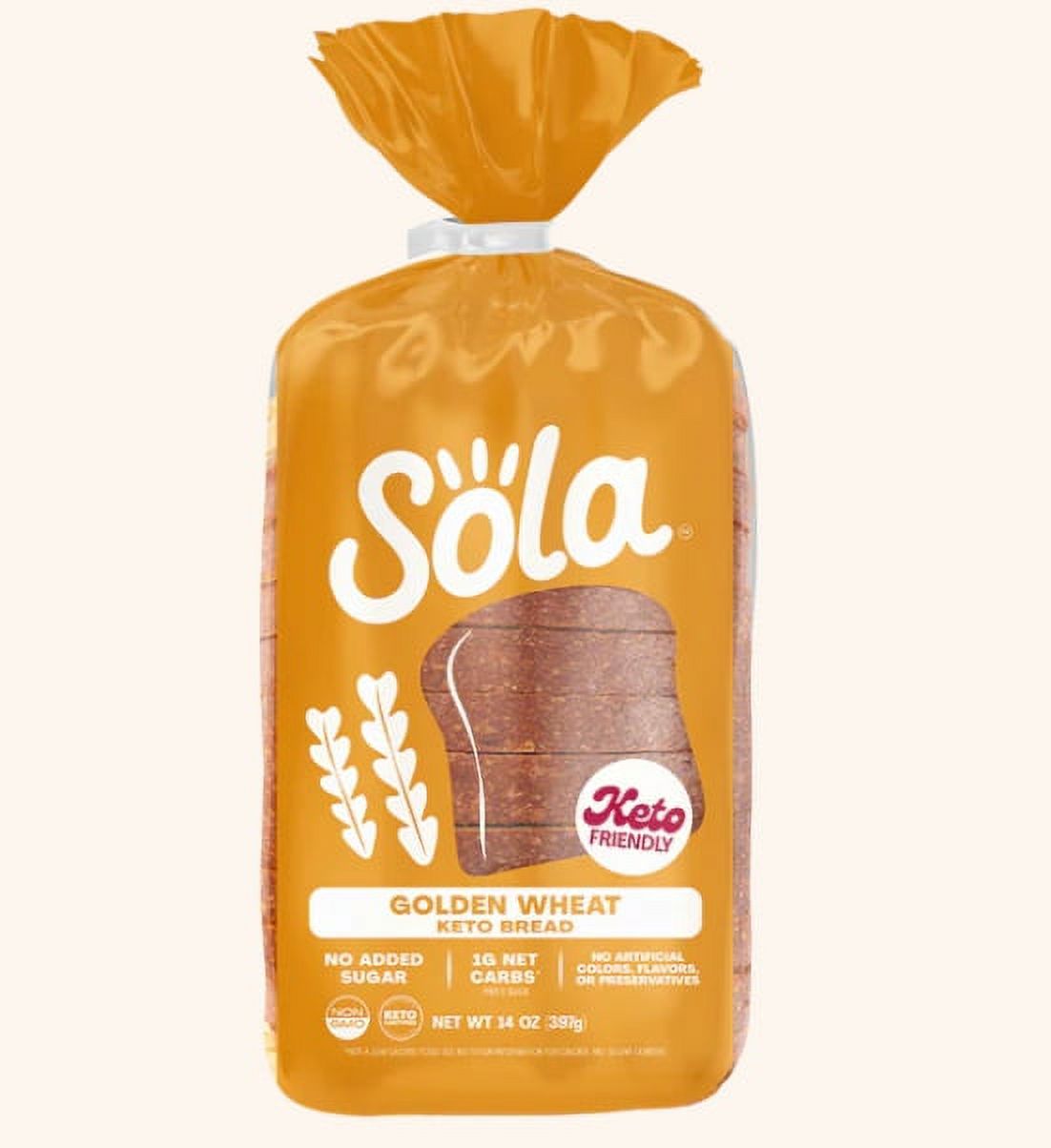 Sola Golden Wheat Bread Low Carb & Keto Friendly 1g Net Carbs, Non