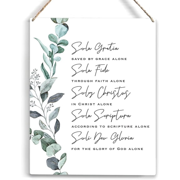 Sola Gratia Saved by Grace Alone Wood Sign Rustic Christian Wooden Hanging Plaque for Home Office Wall Art Decoration 8x10 Inch Present