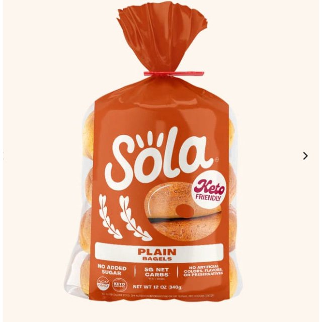 Sola Plain Bagels Low Carb & Keto Friendly, 16g of Protein Per Bagel