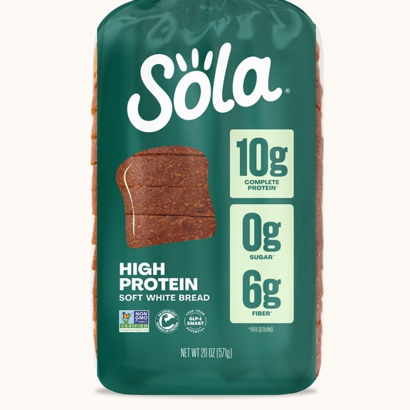Sola High Protein Bread, 10g Complete Protein, Non-GMO, 20oz Loaf