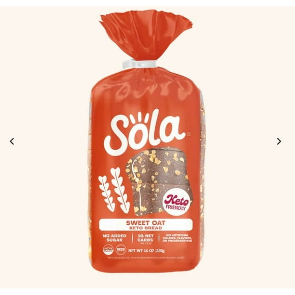 Sola Sweet Oat Bread | Low Carb & Keto Friendly | 1g Net Carbs, Non-GMO, No Sugar Added | 14 oz,