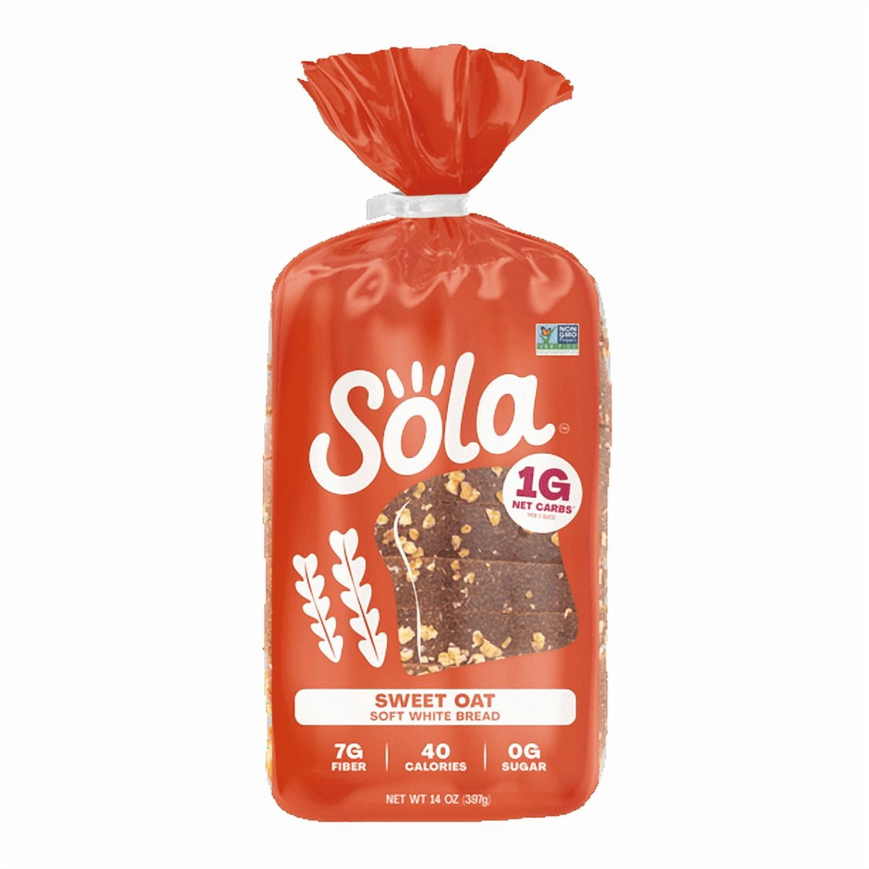 Sola Sweet Oat Sliced Bread, Soft White Bread, Non-GMO, 14 oz (Pack of 2)