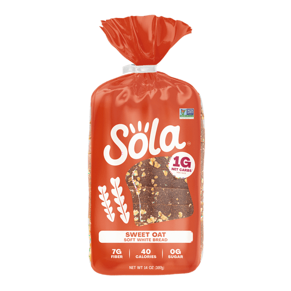Sola Sweet Oat Sliced Bread, Soft White Bread, Non-GMO, 14 oz (Pack of 3)