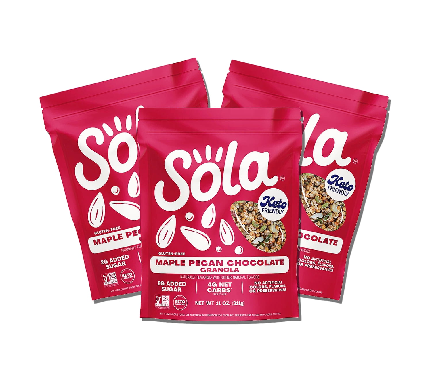 Sola Vanilla Maple Pecan Chocolate Granola Cereal Low Sugar, Low Carb