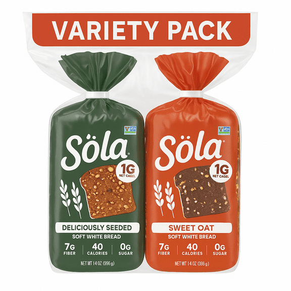 Sola Variety Pack Sweet Oat , Deliciously Seeded Bread, Soft White Bread, Non-GMO, 14 oz Loafs