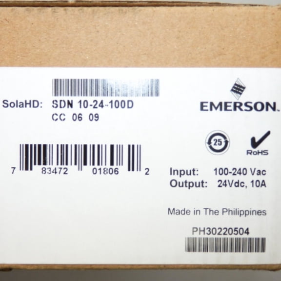 SolaHD 240W 24V 10A DIN Rail Power Supply SDN-10-24-100D