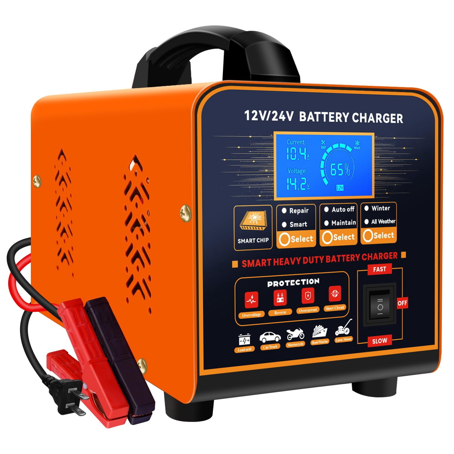 Car Battery Charger 12/24V Intelligent Pulse Repair Battery Fast - TikTok Philippines