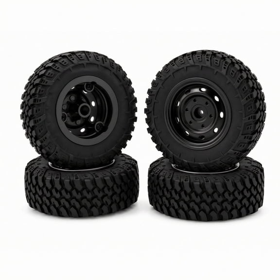 Solace 1/16 Scale RC Crawler Wheel and Tire Set 5mm Hex Beadlock Alloy Wheels for Model Car Builders Off Road
