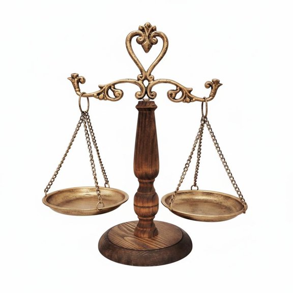 Solace 1 Piece Balance Scale Statue Tabletop Ornament European Style Cast Iron Decorative Sculpture for Home Office Desk Suitable for Entryway Study Workplace
