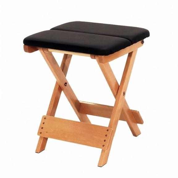 Solace 1 Piece Folding Yoga Stool Padded Wooden Rectangular Exercise Chair with Stable Wood Frame and X-shaped Folding Design Suitable for Home Workout Practice Corner